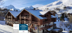 Meublé Tourisme T2 classé 3 étoiles-Label Argent 2 Alpes avec superbe vue-pied des pistes-parking privé